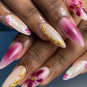 10-Piece Handmade 3D Gel Golden Accents Purple Gradient Water Drop Shape